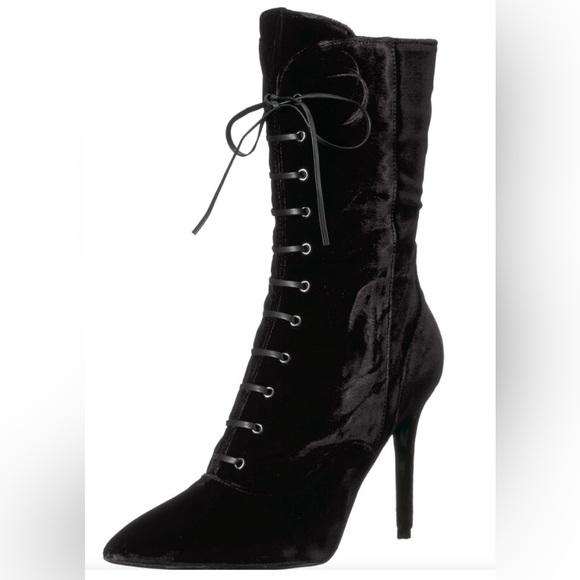 CHARLES DAVID Women's “Loretta” Black Velvet Pointy Toe Lace-Up Boots US 9/EU40 - Picture 10 of 15
